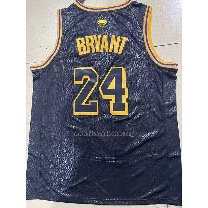 Camiseta Los Angeles Lakers Kobe Bryant NO 8 24 Black Mamba Snakeskin Negro